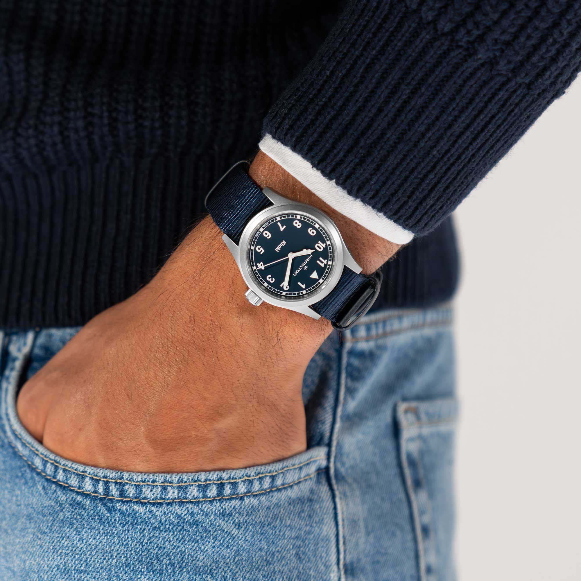 KHAKI FIELD QUARTZ 38MM QUADRANTE BLU - immagine 2