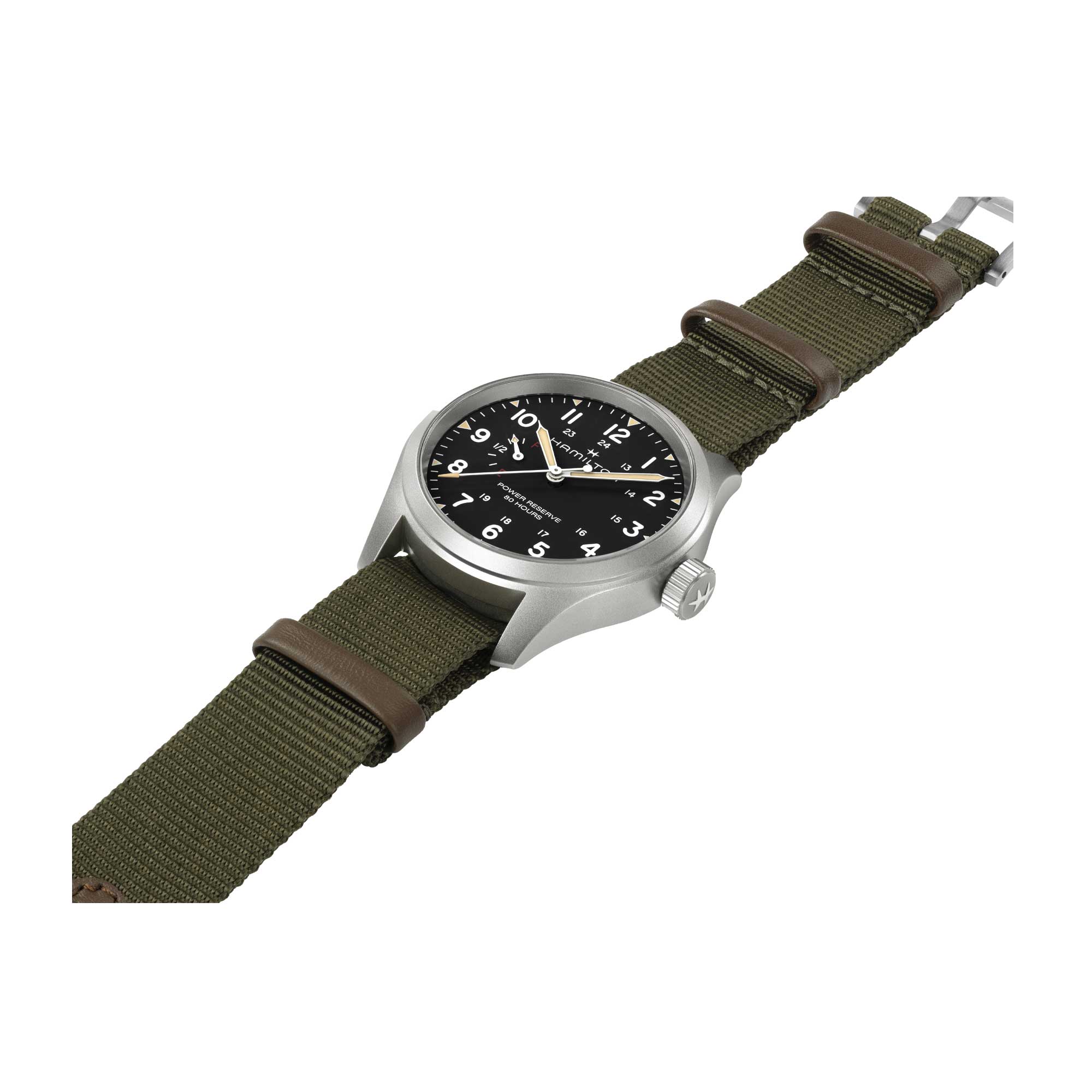 KHAKI FIELD MECHANICAL POWER RESERVE 40 MM QUADRANTE NERO - immagine 2