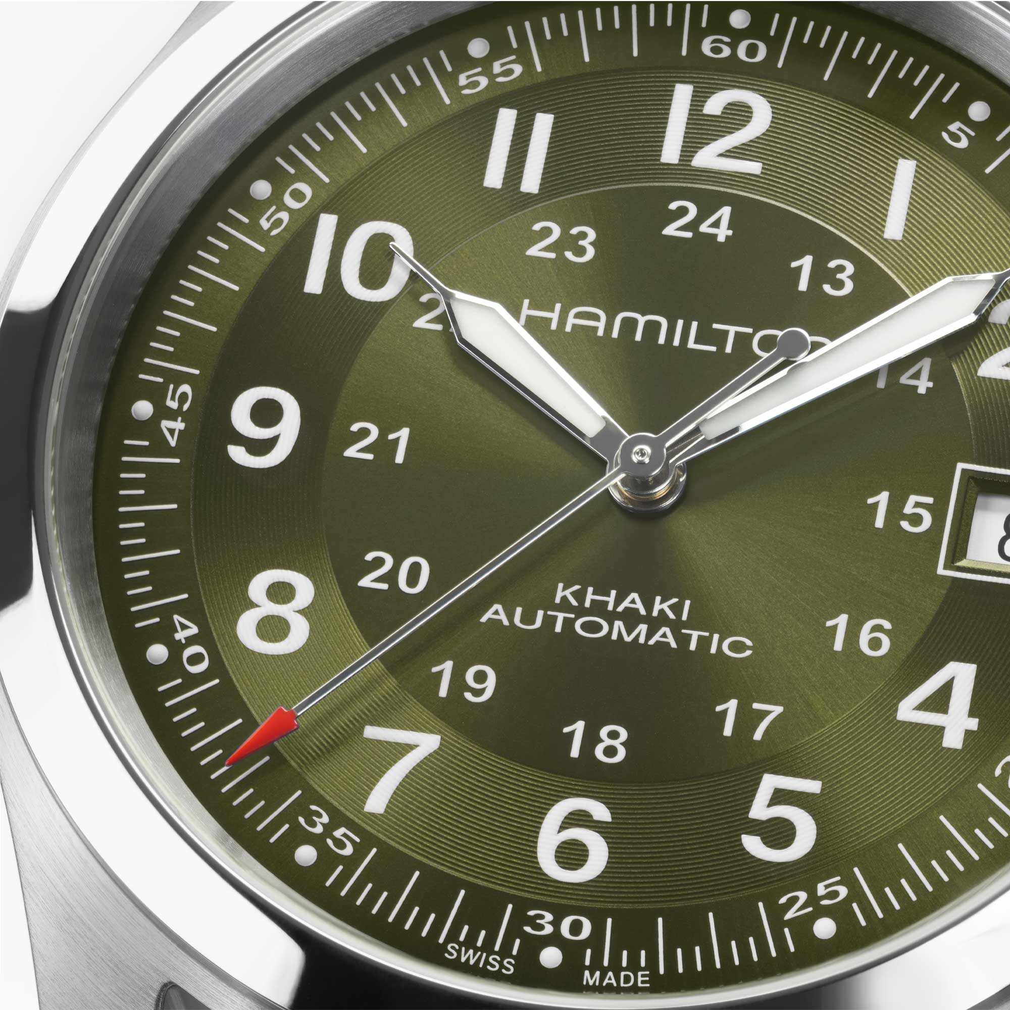 KHAKI FIELD AUTO 38 MM QUADRANTE VERDE CINTURINO IN PELLE - immagine 2