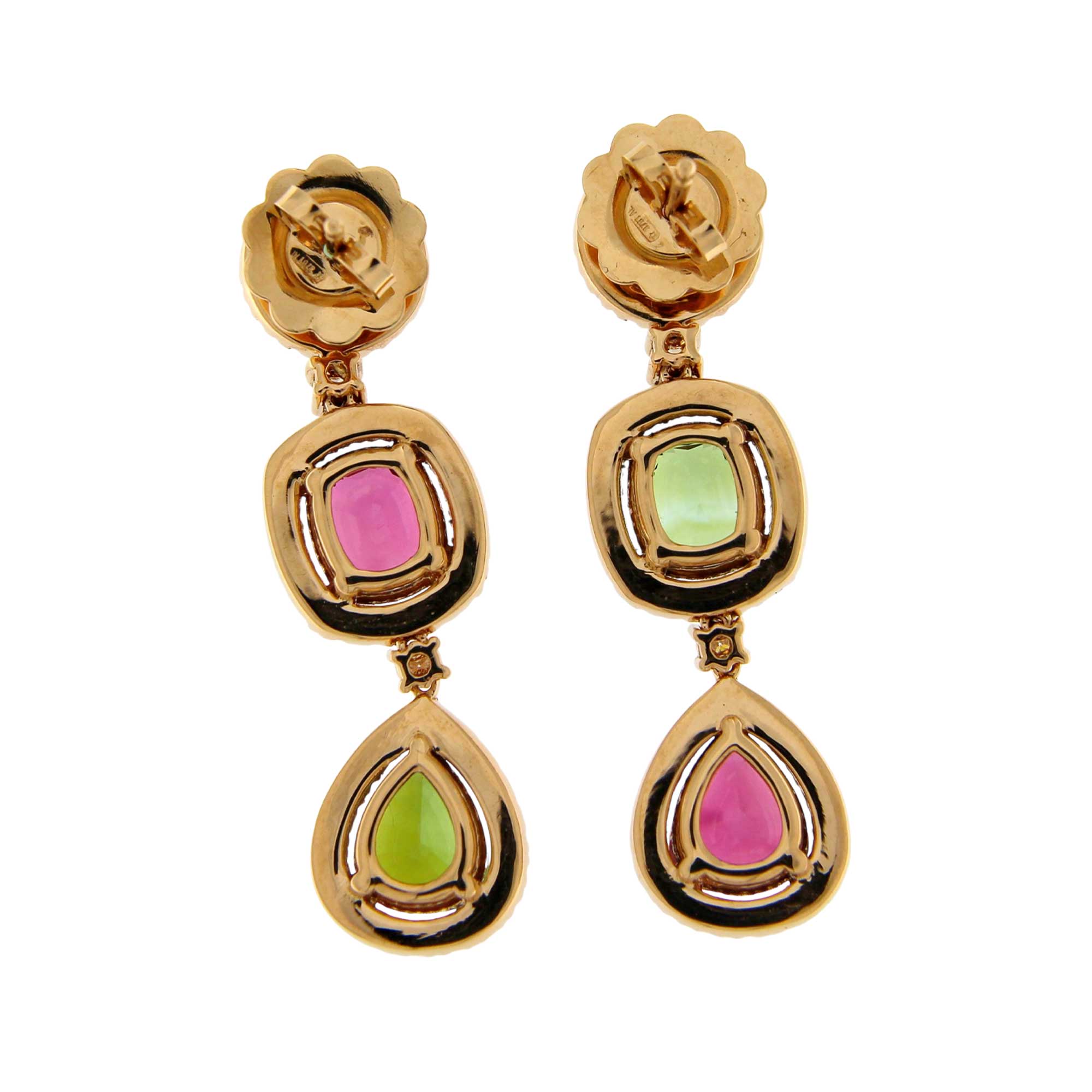 Orecchini Unica in oro rosa con Peridot e tormaline rosa 7,77 ct - immagine 3