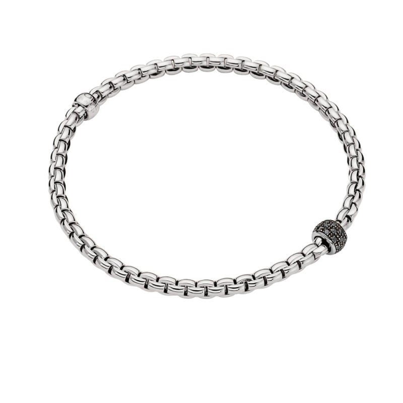BRACCIALE EKA FLEX’IT ORO BIANCO PAVÈ DIAMANTI NERI
