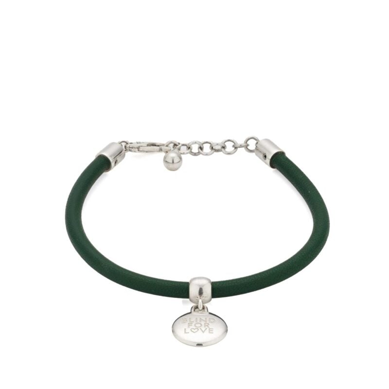 BRACCIALE BLIND FOR LOVE PELLE VERDE CON CIONDOLO ARGENTO