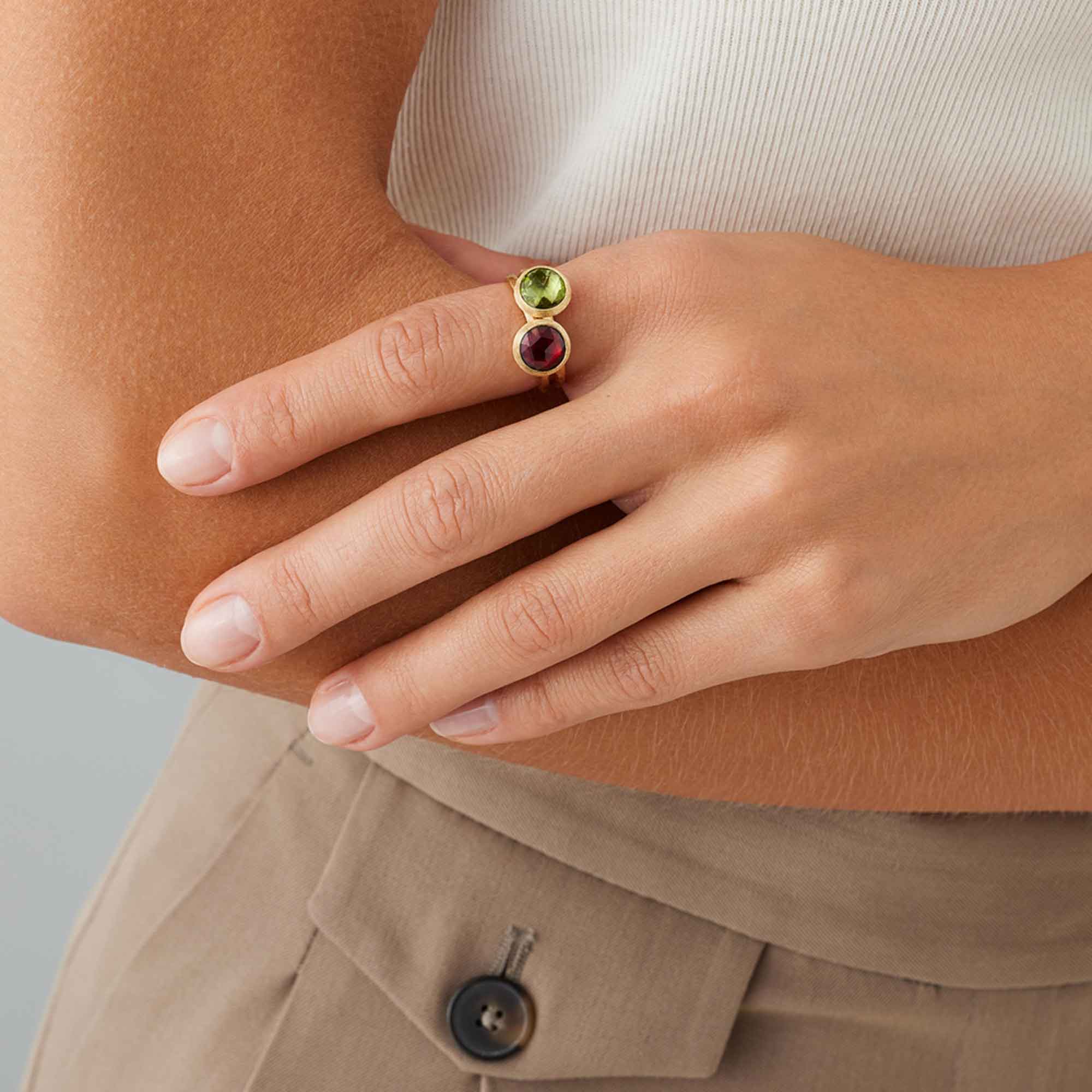 Anello Jaipur Colour oro giallo e granato - immagine 2