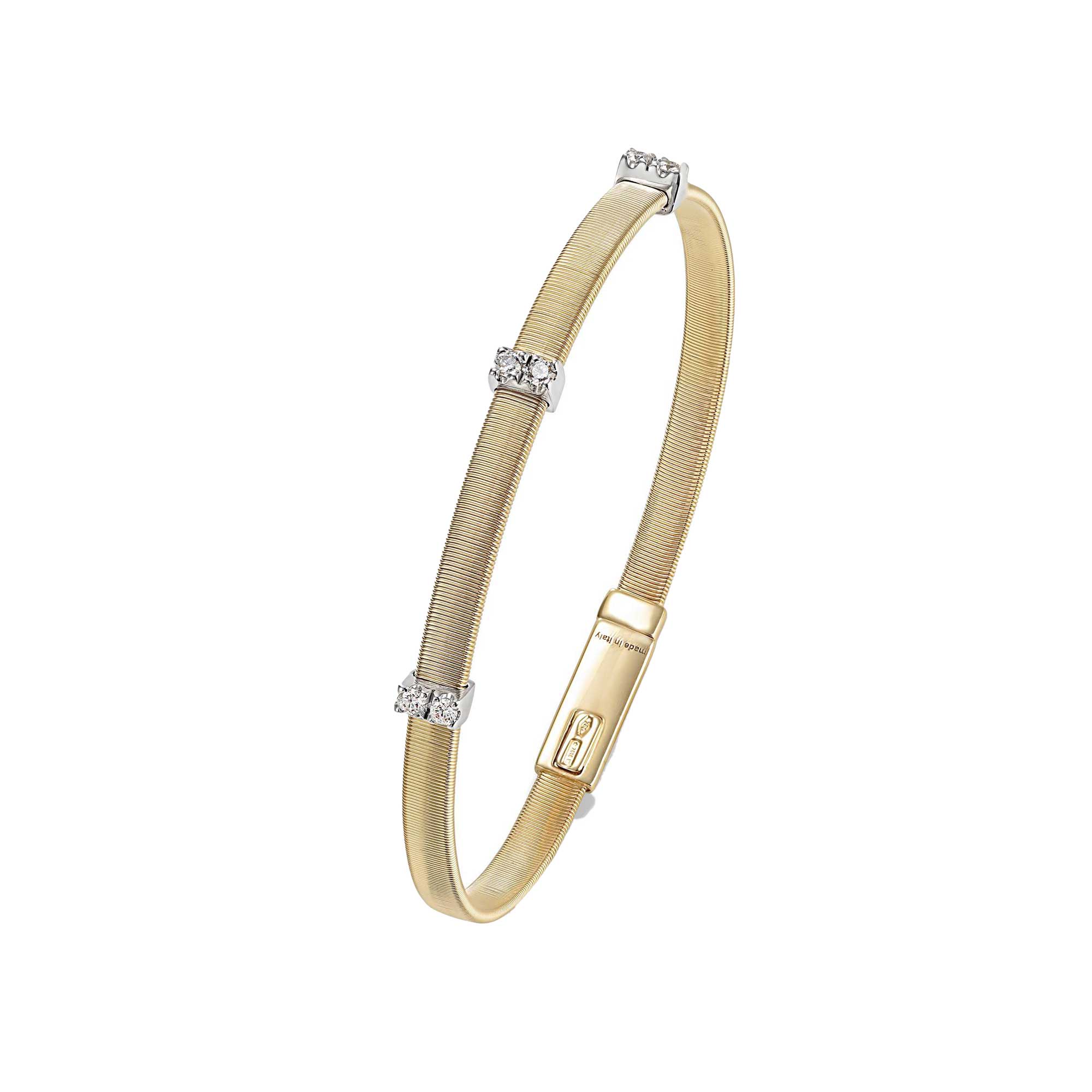 Bracciale Masai semi-rigido 3 pavé di diamanti e oro giallo - immagine 2