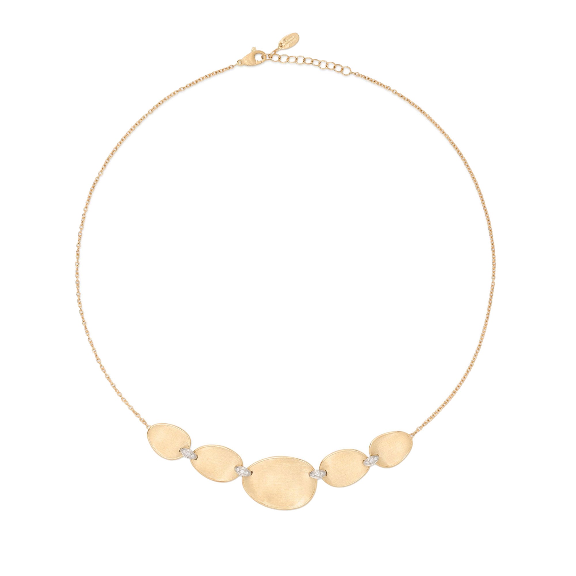 Collana foglie d’oro giallo e dettagli pavé di diamanti