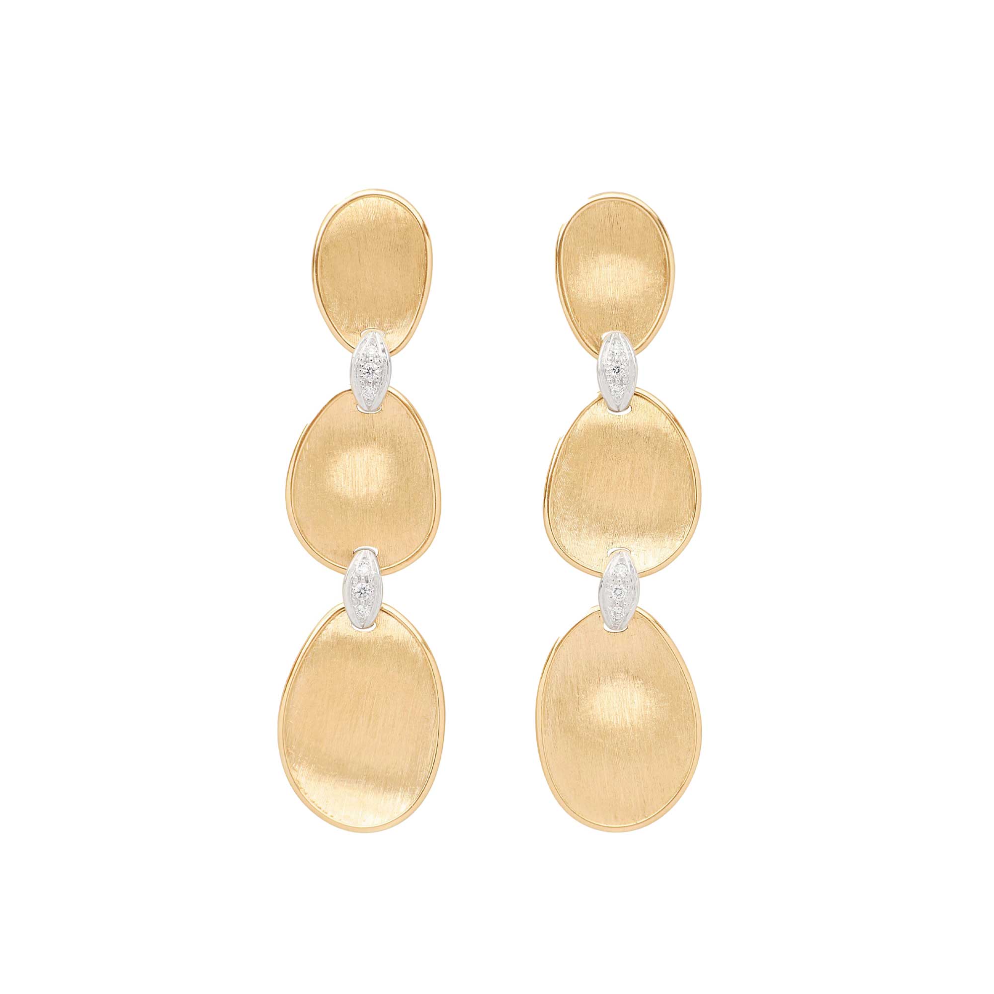 Orecchini Lunaria chandelier oro giallo dettagli pavé di diamanti