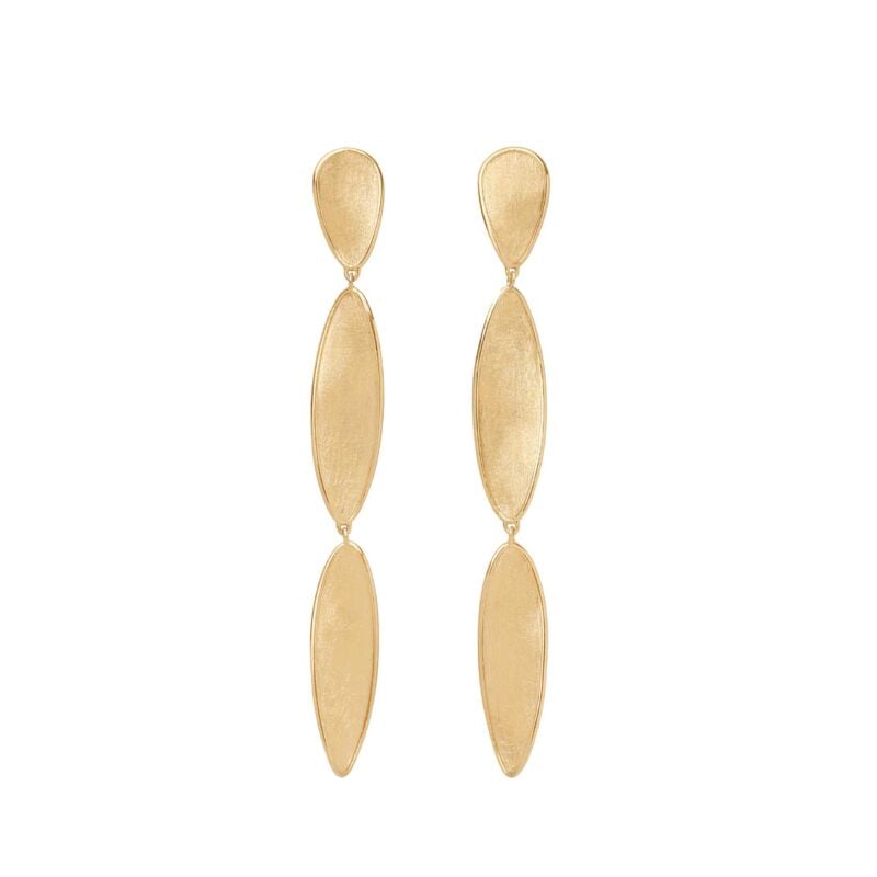 Orecchini Lunaria tripli con foglie ritorte in oro giallo