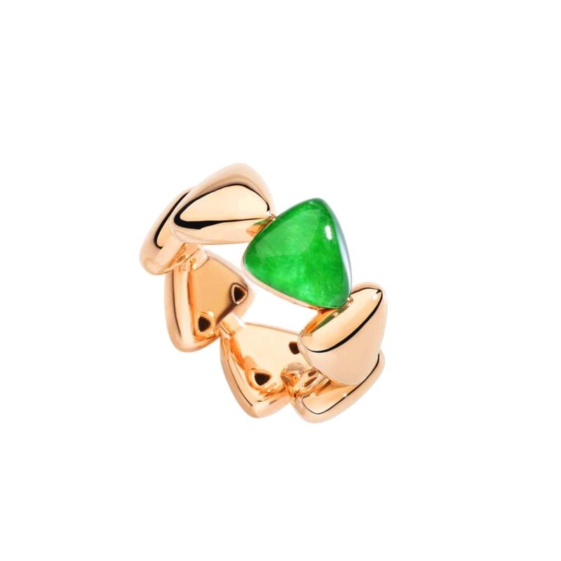 Anello Freccia Midi giada e cristallo di rocca oro rosa