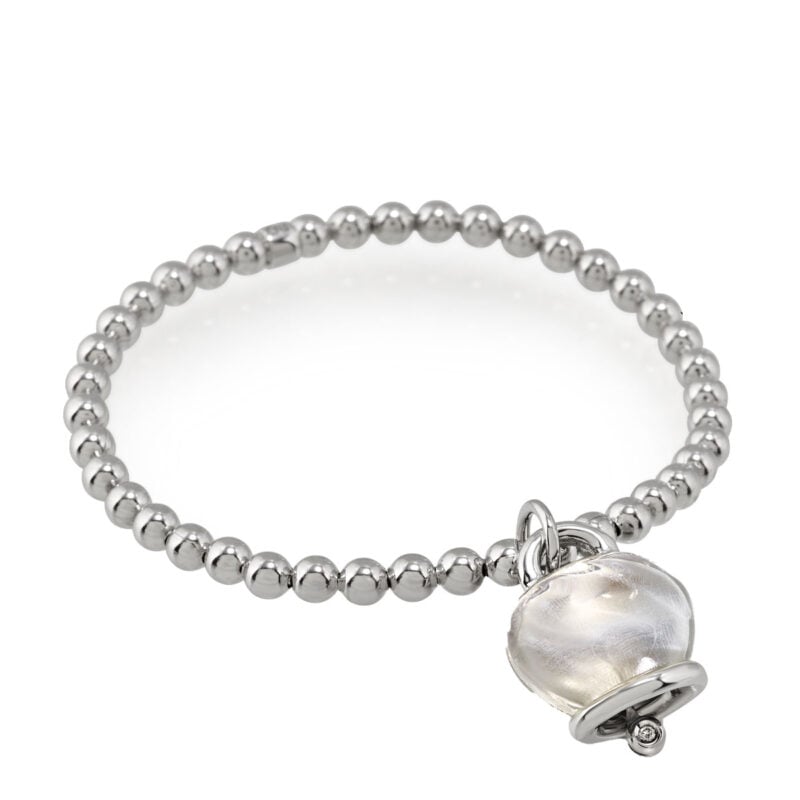 BRACCIALE ET VOILÀ ARGENTO CAMPANELLA MEDIA RESINA CRISTALLO DI ROCCA