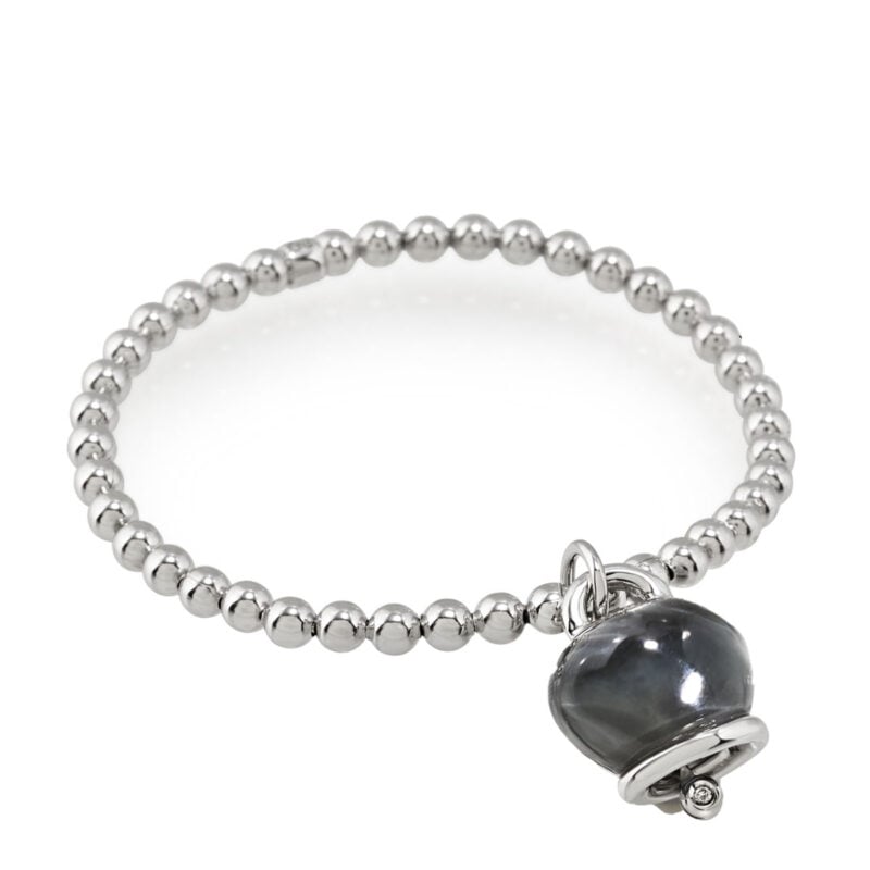 BRACCIALE ET VOILÀ ARGENTO CAMPANELLA MEDIA RESINA COLOR NERO