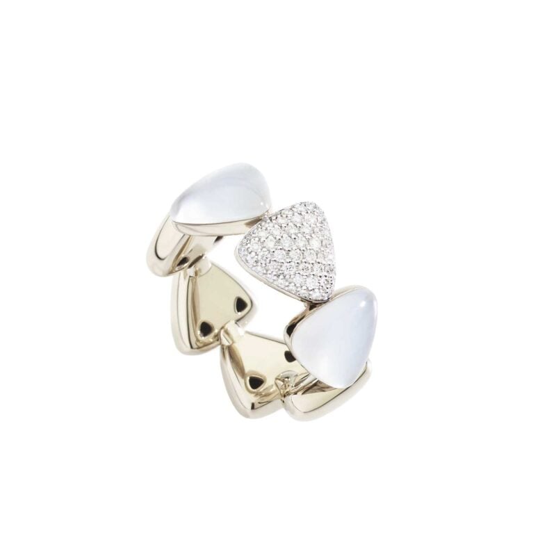 Anello Freccia Madreperla Oro Bianco e diamanti