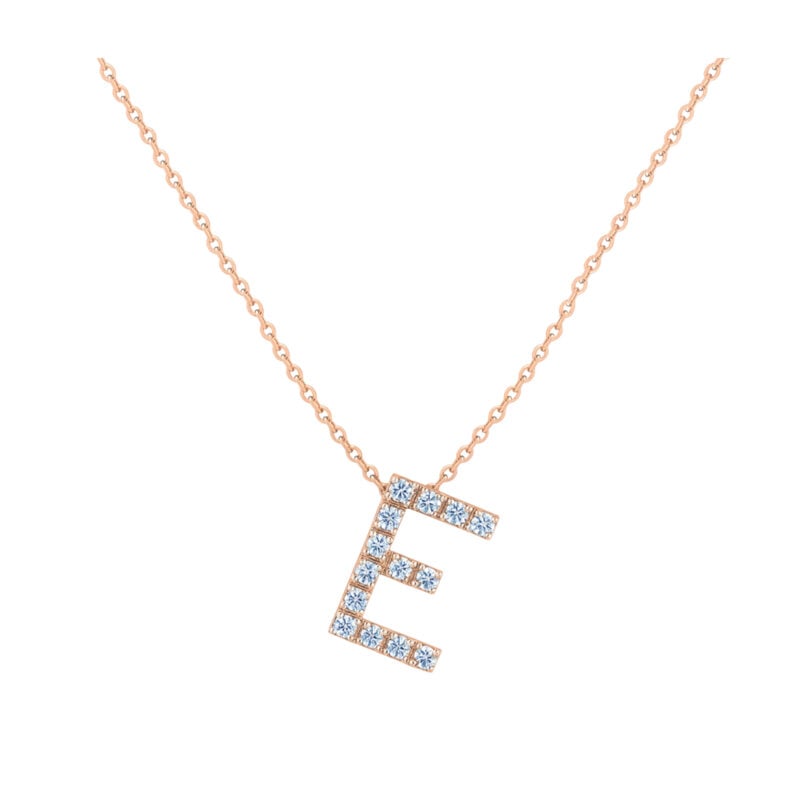 COLLANA LETTERA E GRANDE ORO ROSA E BRILLANTI