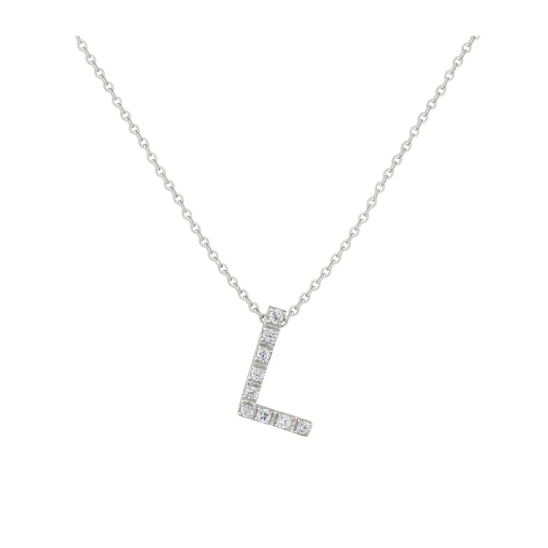 COLLANA LETTERA L GRANDE ORO BIANCO E BRILLANTI