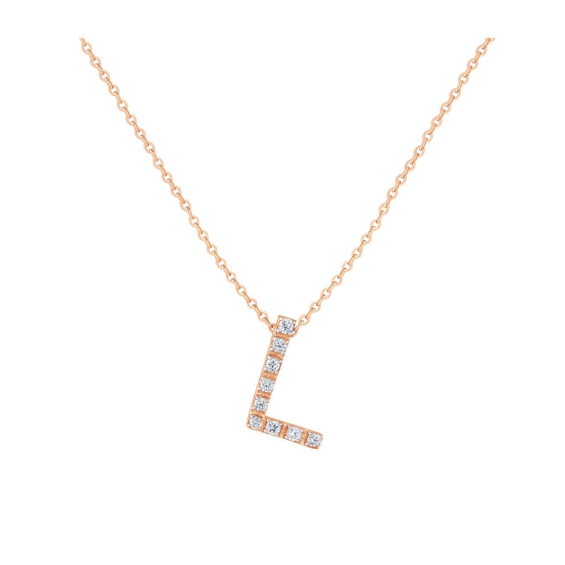 COLLANA LETTERA L GRANDE ORO ROSA E BRILLANTI