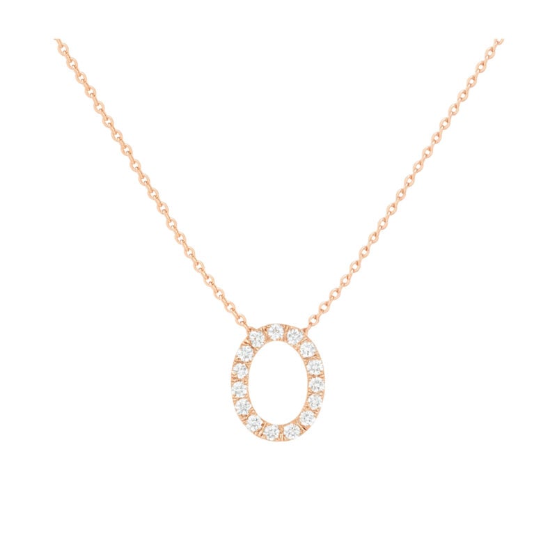 COLLANA LETTERA O GRANDE ORO ROSA E BRILLANTI
