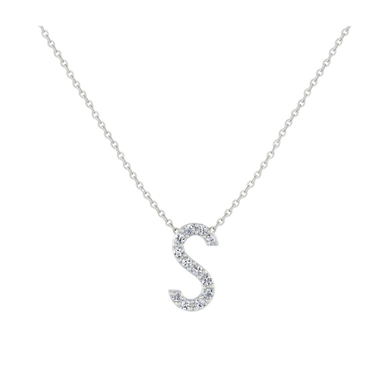COLLANA LETTERA S GRANDE ORO BIANCO E BRILLANTI