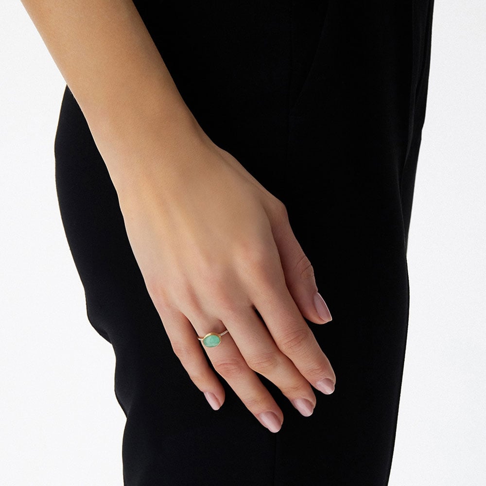 Anello Piccolo Lattementa Boules Oro giallo Diamanti Cristallo di rocca e giadeite - immagine 3