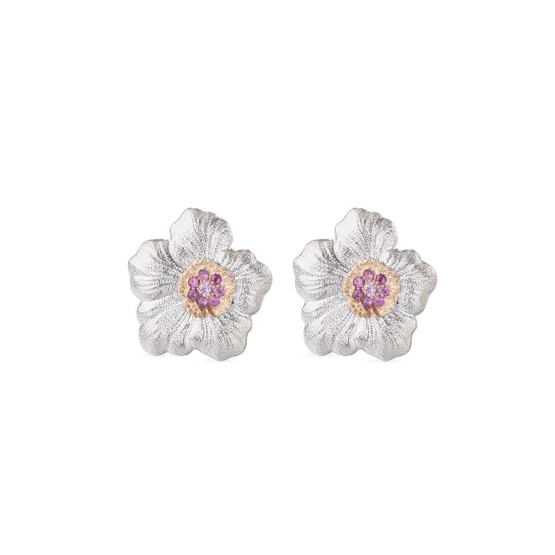 ORECCHINI A BOTTONE BLOSSOMS SAPPHIRES IN ARGENTO