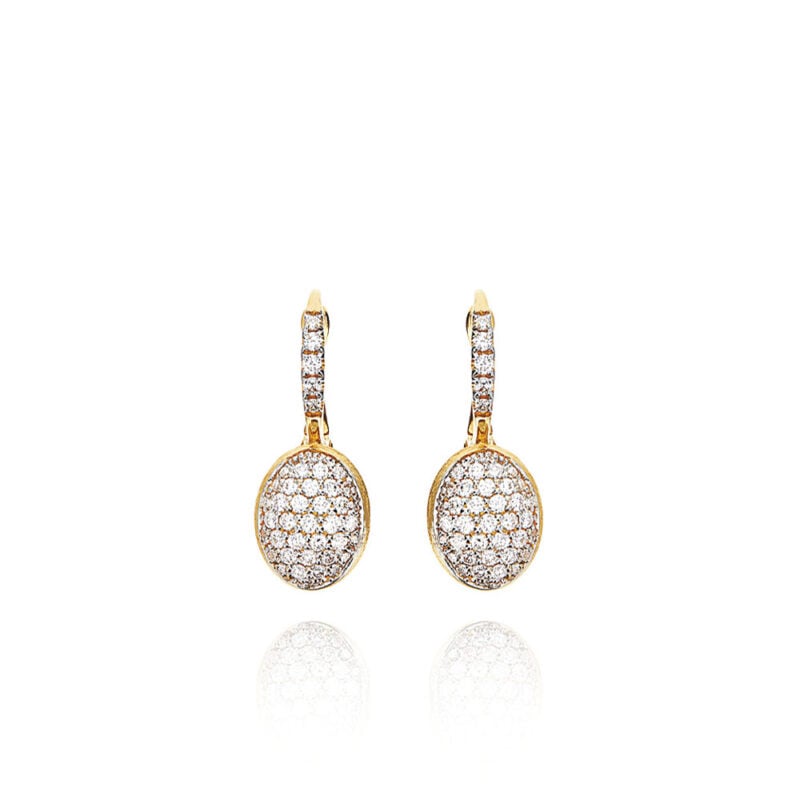 ORECCHINI BOULES CILIEGINE PICCOLI PENDENTI IN ORO E DIAMANTI