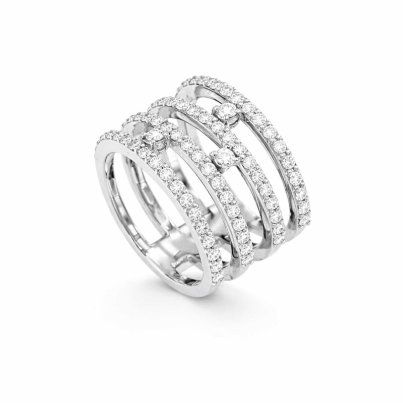 Anello 4 fedine oro Bianco diamanti