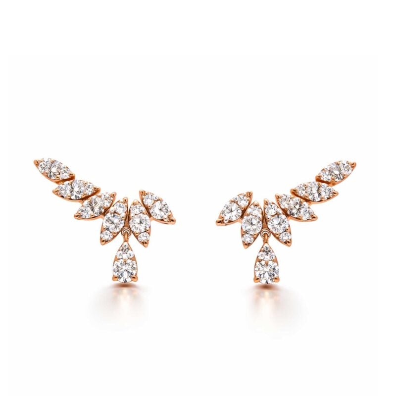 Orecchini Gaia in oro rosa a lobo con gocce di brillanti 1,02 ct