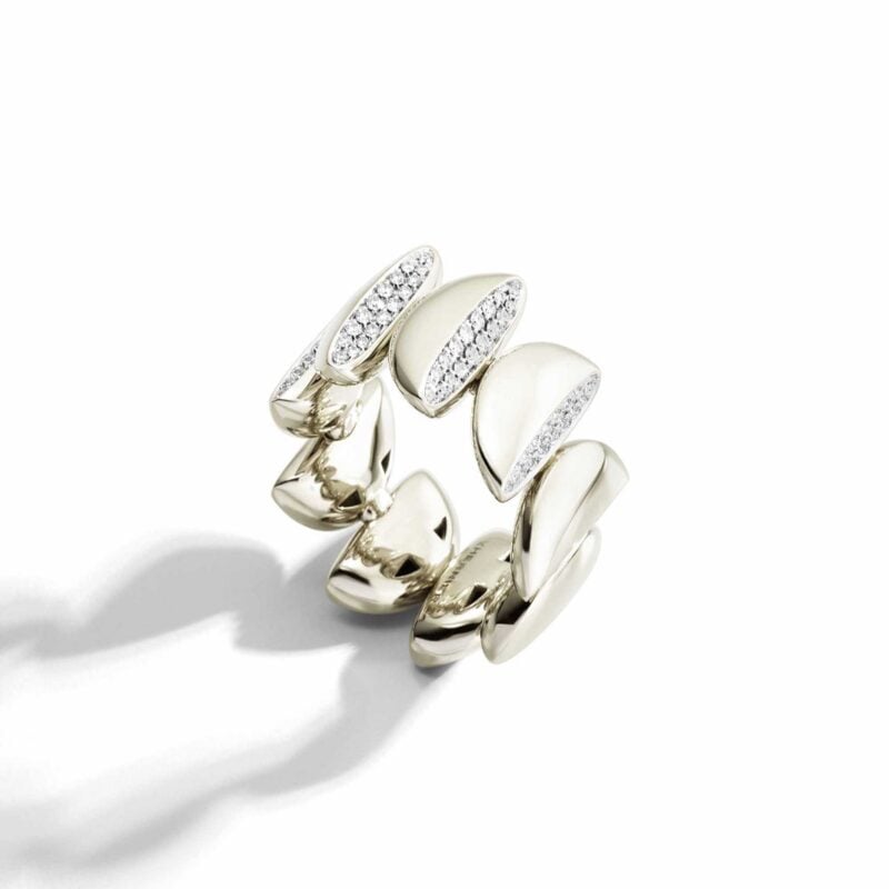 Anello Eclisse Oro Bianco con brillanti laterali