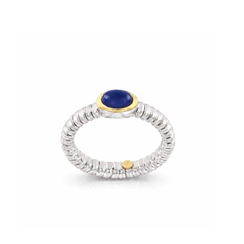ANELLO TUBOGAS ARGENTO ORO AGATA BLU