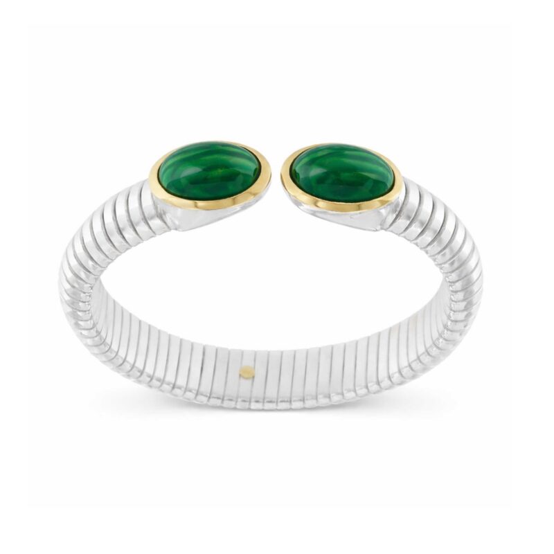 BRACCIALE TUBOGAS ARGENTO DUE PIETRE MALACHITE