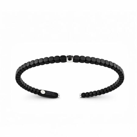 Bracciale Dado ceramica nera high tech lucido castone oro bianco