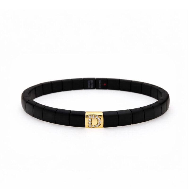 Bracciale Pura ceramica high tech nera opaca elemento oro rosa