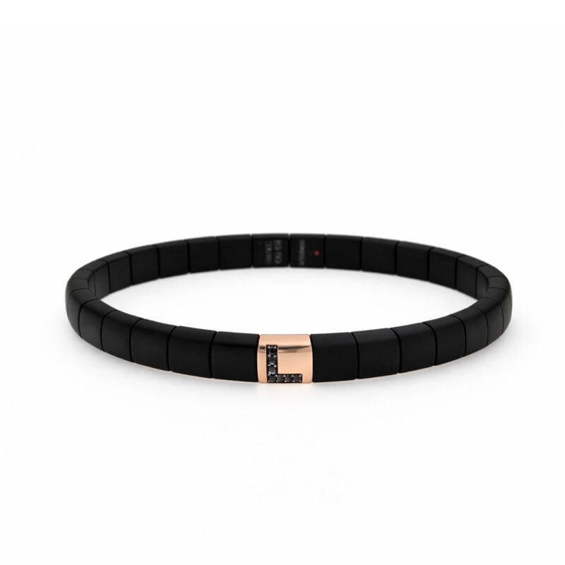 Bracciale Pura ceramica high tech nera opaca elemento oro rosa
