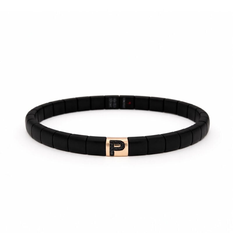 Bracciale Pura ceramica high tech nera opaca elemento oro rosa