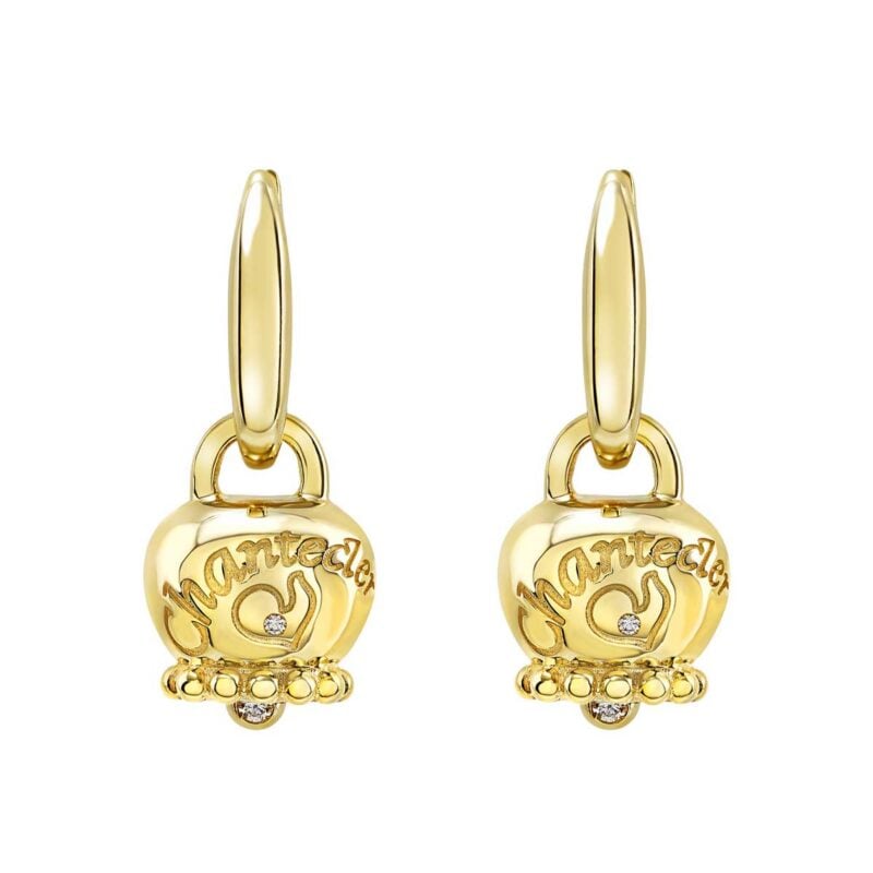 Orecchini Campanella Suamèm piccoli oro giallo 9kt e diamanti