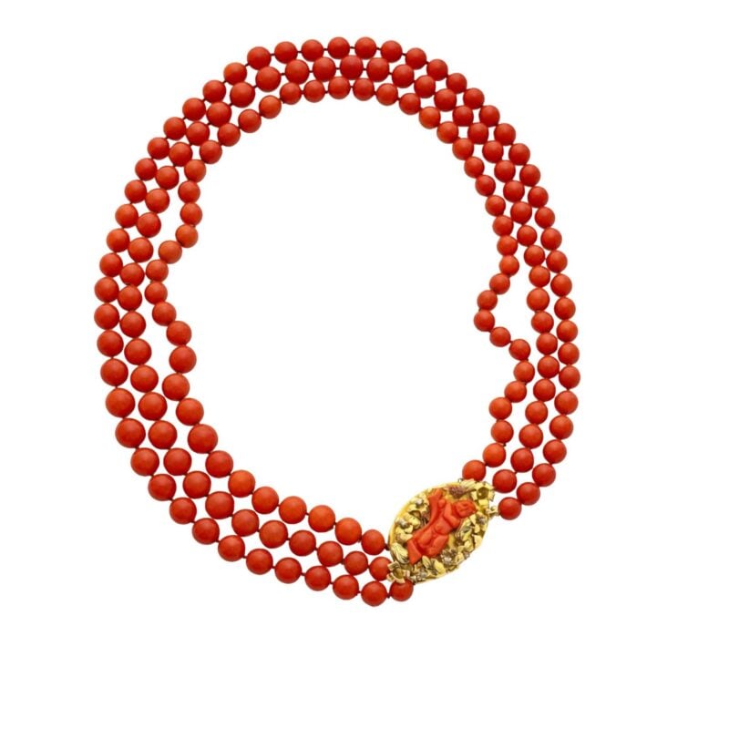 Collana Corallo naturale chiusura oro e corallo. Vintage anni ‘70