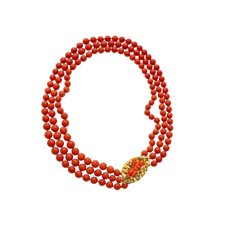 Collana Corallo naturale chiusura oro e corallo. Vintage anni ‘70