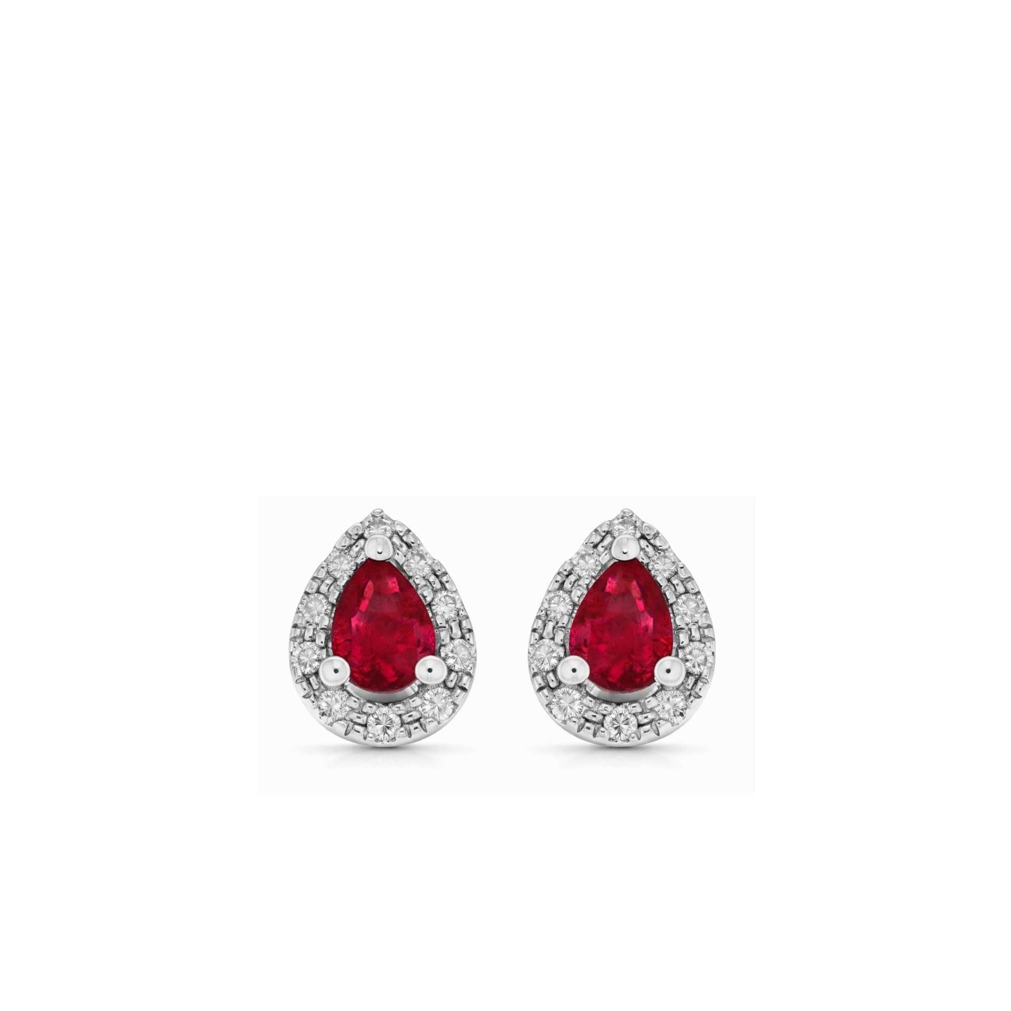 White gold drop earrings with rubies and brilliants