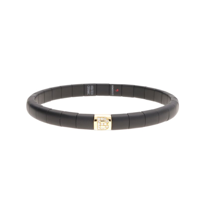 BRACCIALE PURA CERAMICA HIGH TECH NERA OPACA ELEMENTO B ORO GIALLO E BRILLANTI