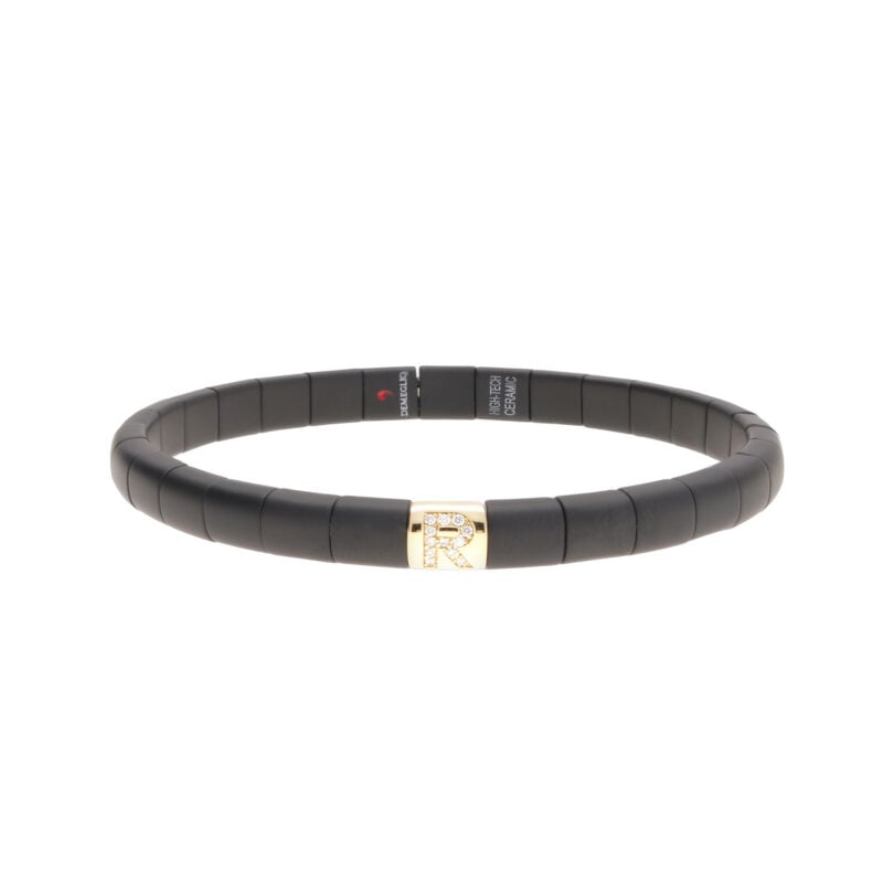 BRACCIALE PURA CERAMICA HIGH TECH NERA OPACA ELEMENTO R ORO GIALLO E BRILLANTI
