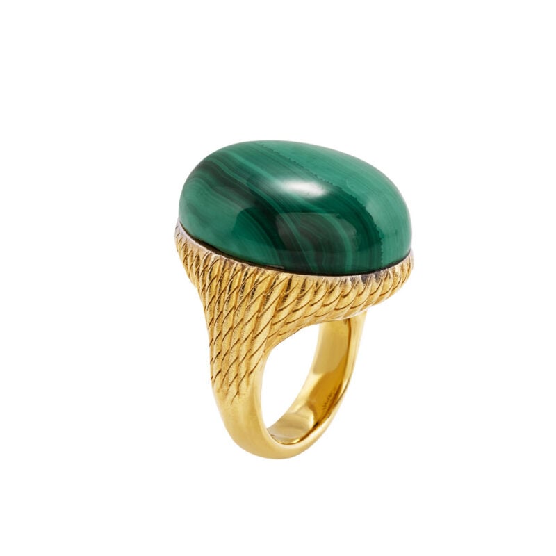 Anello Cabochon Et Voilà Capriness Argento e Malachite