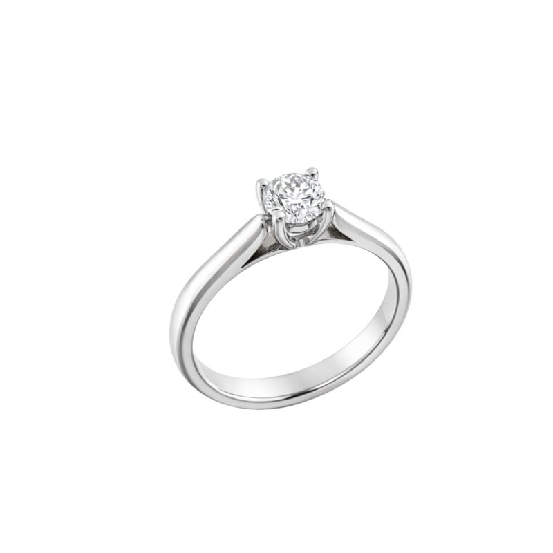 Anello oro bianco 18 ct. modello Parigi con diamante taglio brillante di ct.0,30 colore D purezza SI1 con certificato gemmologico GIA