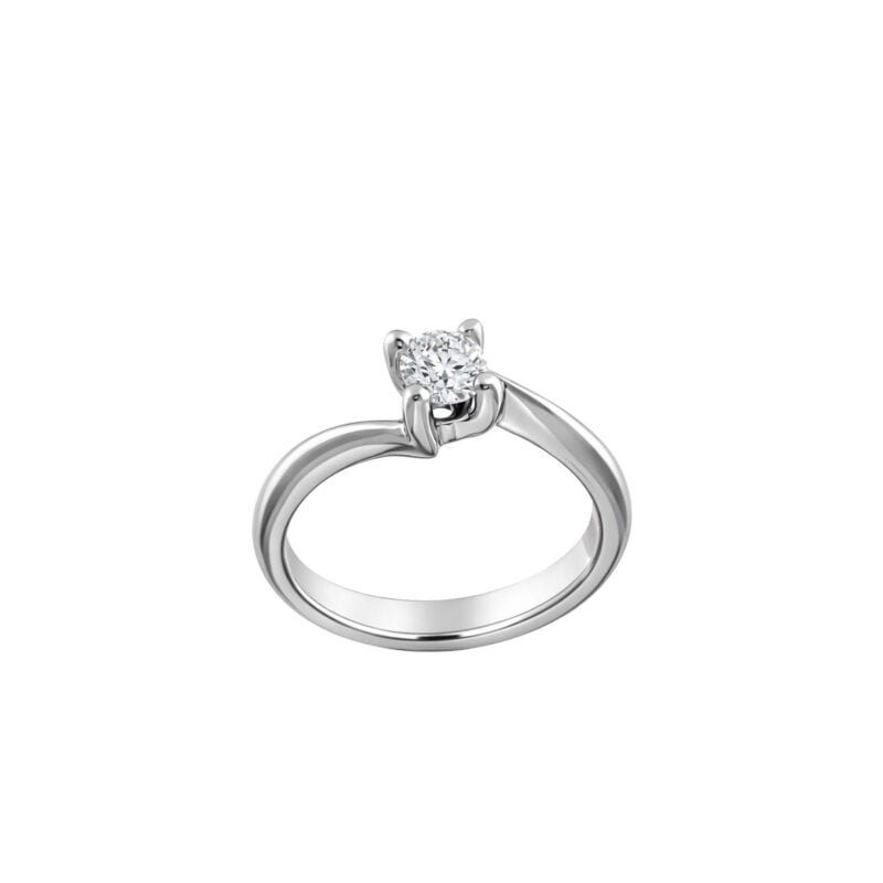 ANELLO SVERSO ORO BIANCO DIAMANTE TAGLIO BRILLANTE 0,40 CT