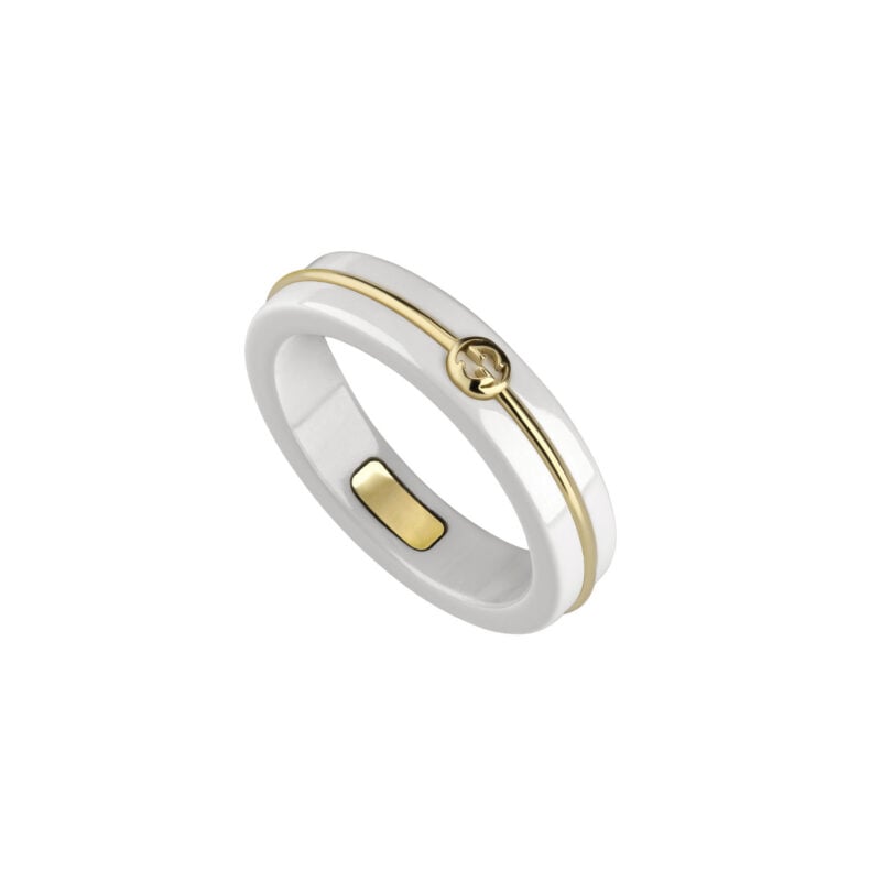 Anello Gucci Interlocking sottile con zirconi