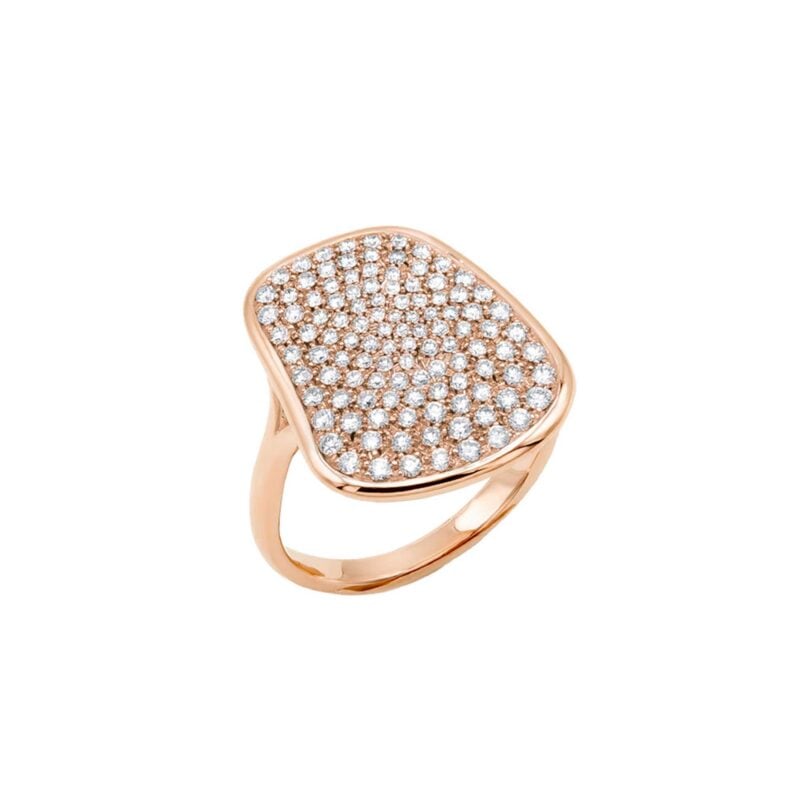 Anello Puzzle Solo in oro rosa e pavé di diamanti bianchi Mattioli