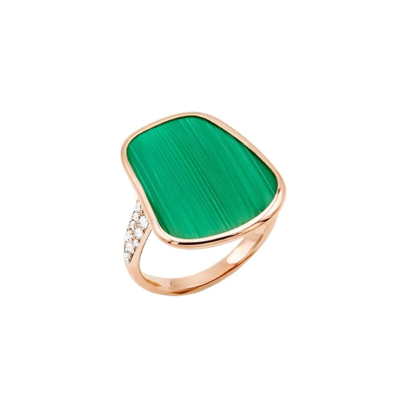 ANELLO PUZZLE SOLO ORO ROSA MALACHITE E DIAMANTI MATTIOLI