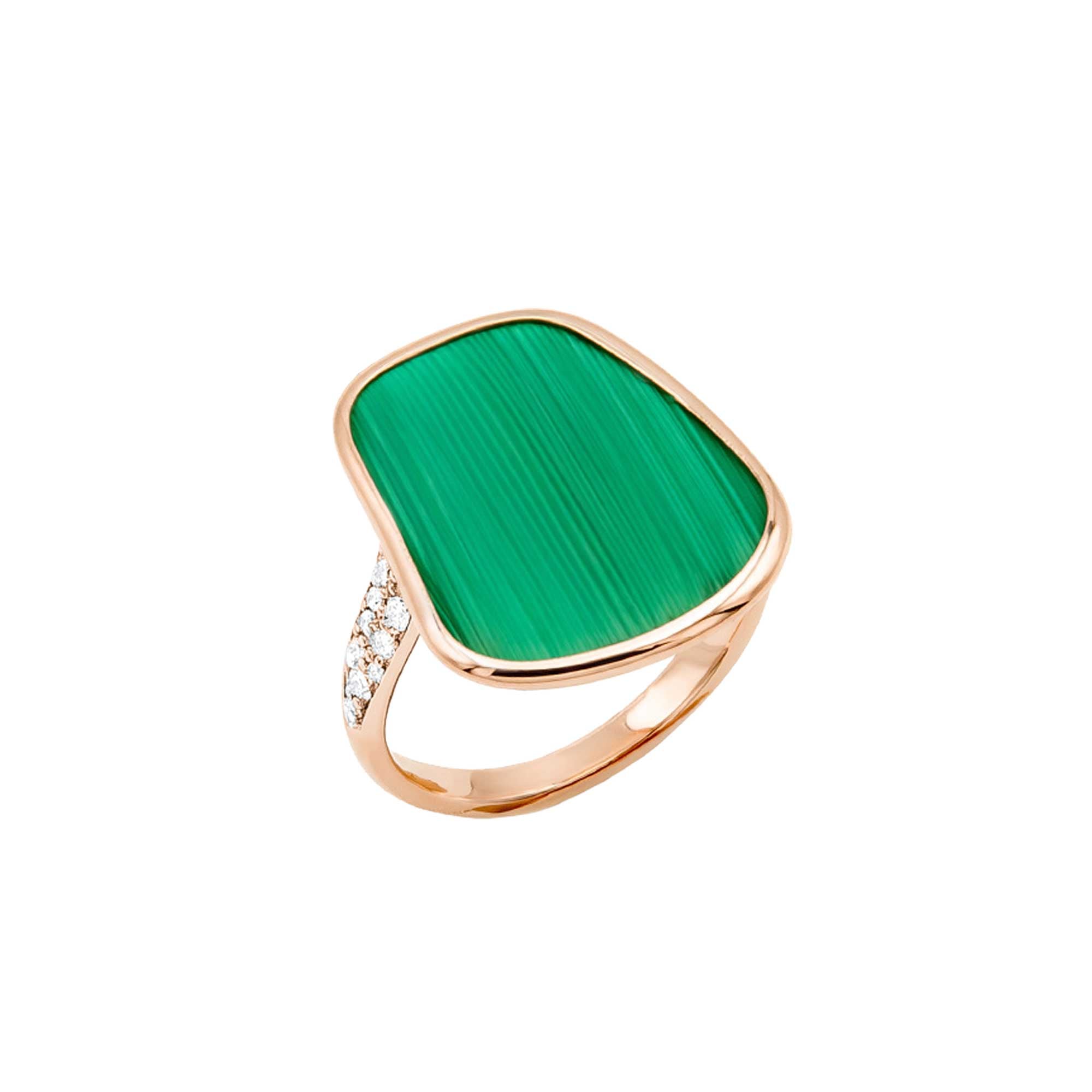 ANELLO PUZZLE SOLO ORO ROSA MALACHITE E DIAMANTI MATTIOLI