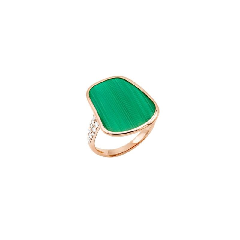 ANELLO PUZZLE SOLO ORO ROSA MALACHITE E DIAMANTI MATTIOLI