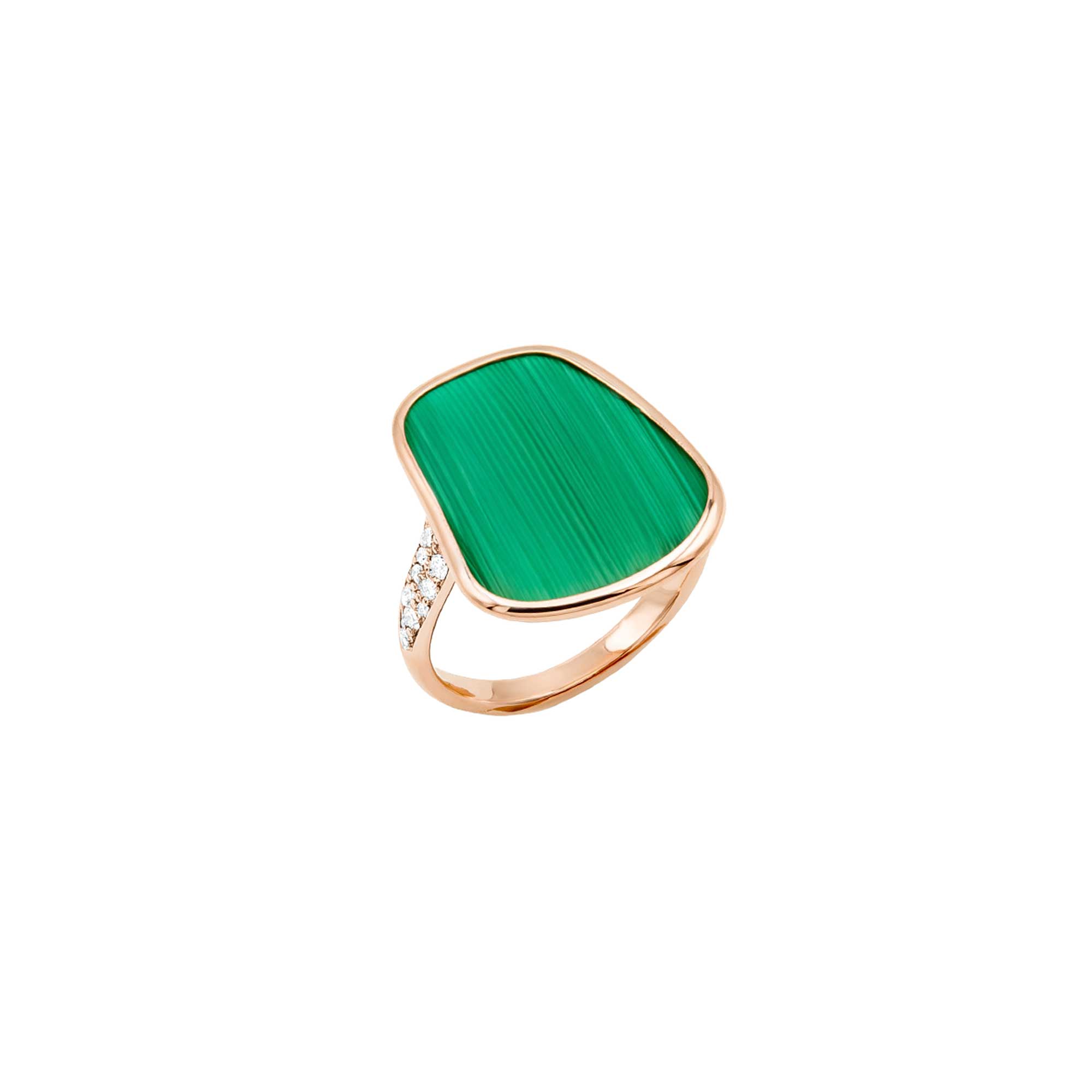 ANELLO PUZZLE SOLO ORO ROSA MALACHITE E DIAMANTI MATTIOLI