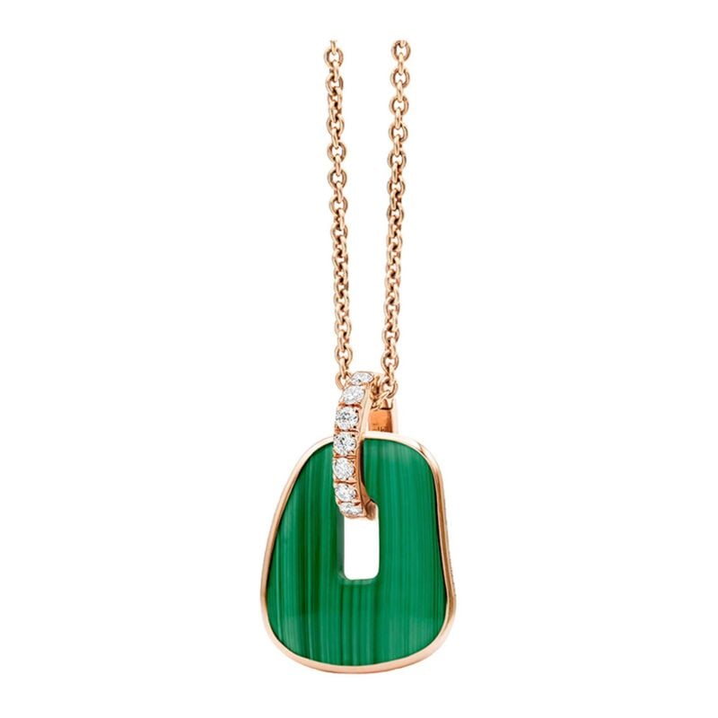 Collana Solo Puzzle oro rosa elemento malachite e diamanti Mattioli