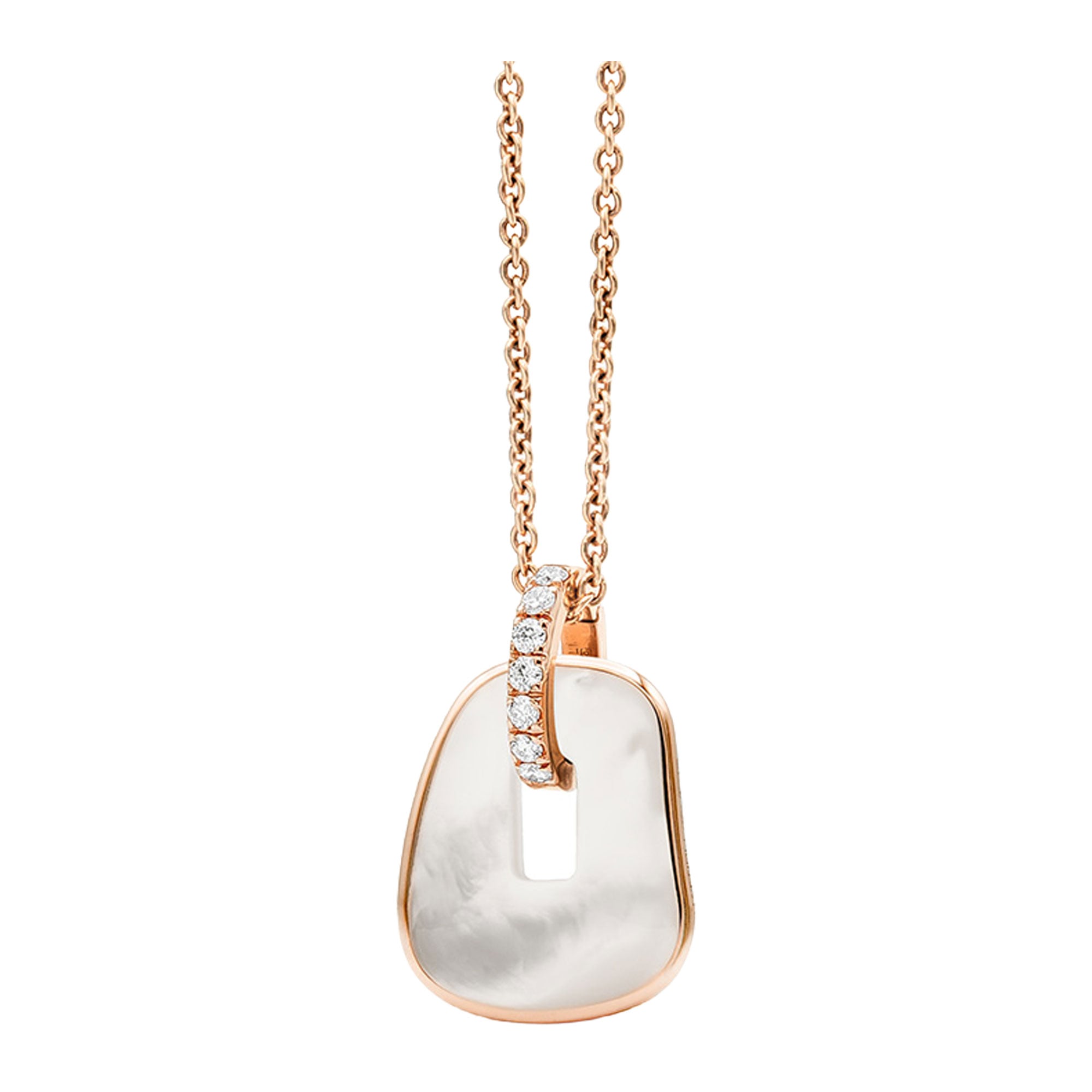 COLLANA SOLO PUZZLE ORO ROSA ELEMENTO MADREPERLA NATURALE E DIAMANTI MATTIOLI