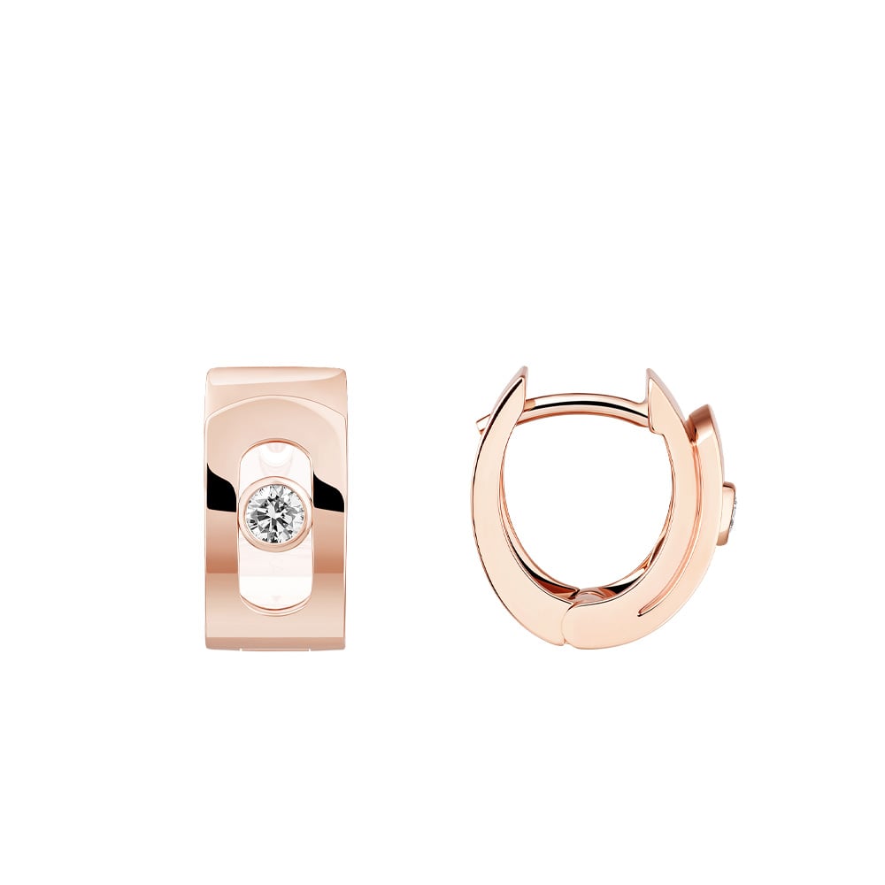 Move Noa rose gold hoop earrings two brilliant-cut moving diamonds - Image 2